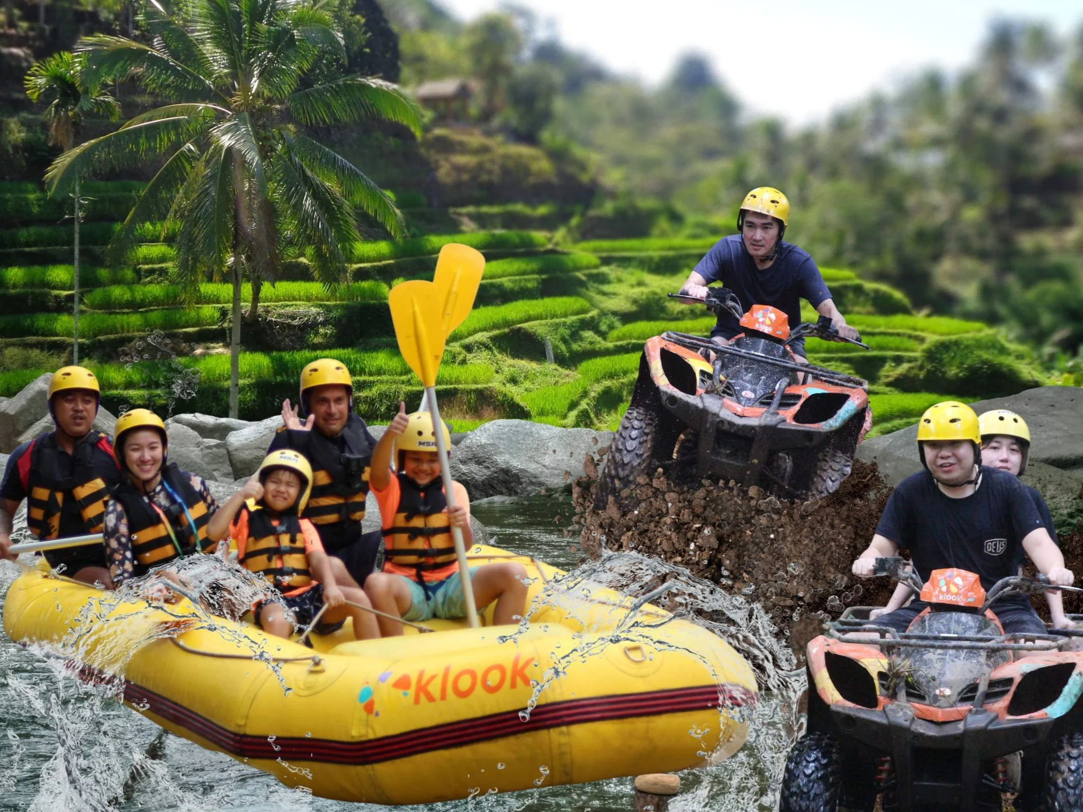 Combo Adventure Tour: Kutolampo Waterfall, ATV, Rafting, Tegallalang